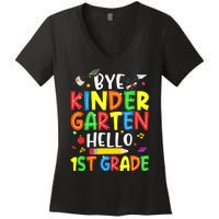 Graduation Bye Kindergarten Hello 1st Grade Back to School Women's V-Neck T-Shirt