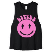 Gbig Big Little Sorority Reveal Smily Face Funny Cute Little Women's Racerback Cropped Tank