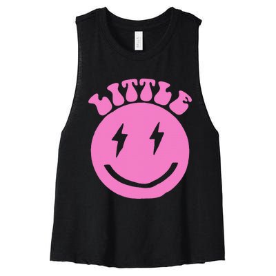 Gbig Big Little Sorority Reveal Smily Face Funny Cute Little Women's Racerback Cropped Tank