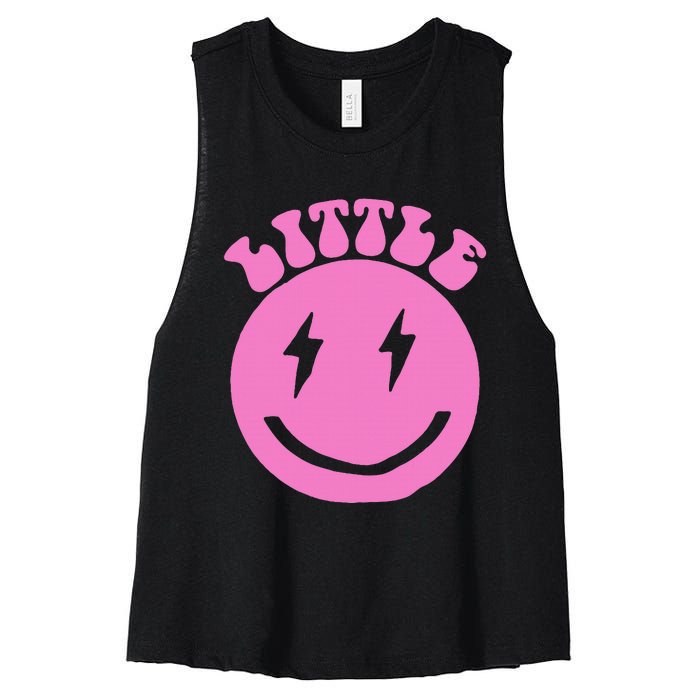 Gbig Big Little Sorority Reveal Smily Face Funny Cute Little Women's Racerback Cropped Tank