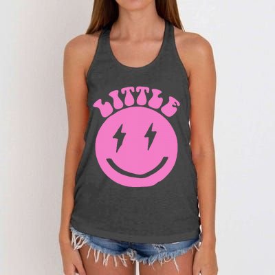 Gbig Big Little Sorority Reveal Smily Face Funny Cute Little Women's Knotted Racerback Tank