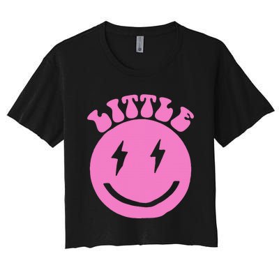 Gbig Big Little Sorority Reveal Smily Face Funny Cute Little Women's Crop Top Tee