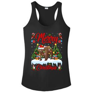 Grizzly Bear Lights Xmas Tree Santa Grizzly Bear Christmas Funny Gift Ladies PosiCharge Competitor Racerback Tank