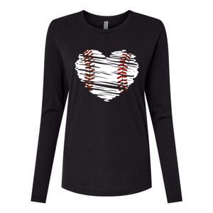 Graphic Baseball Love Heart Baseball Game Gift Womens Cotton Relaxed Long Sleeve T-Shirt