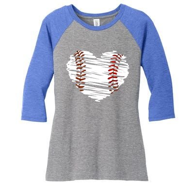 Graphic Baseball Love Heart Baseball Game Gift Women's Tri-Blend 3/4-Sleeve Raglan Shirt