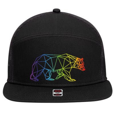 Geometric Bear Lgb Rainbow Flag 7 Panel Mesh Trucker Snapback Hat