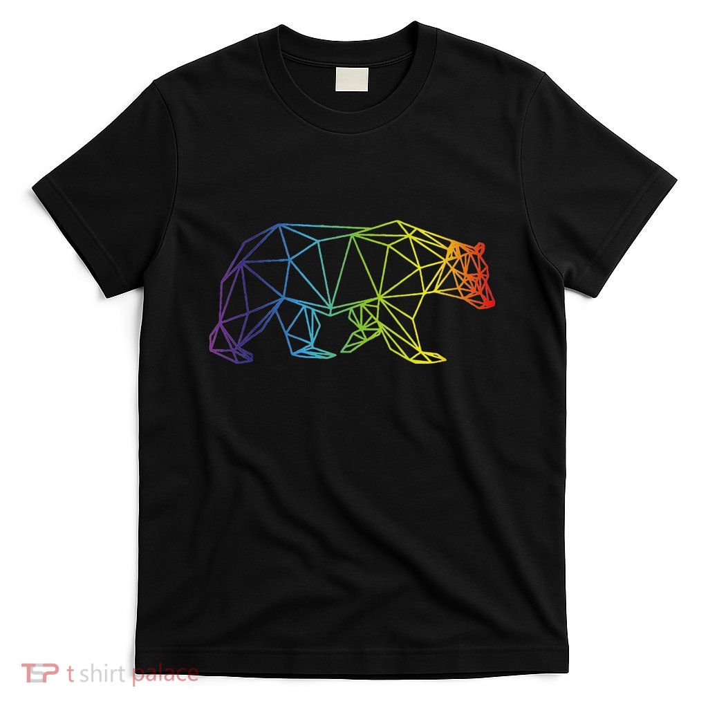 Geometric Bear Lgb Rainbow Flag T-Shirt