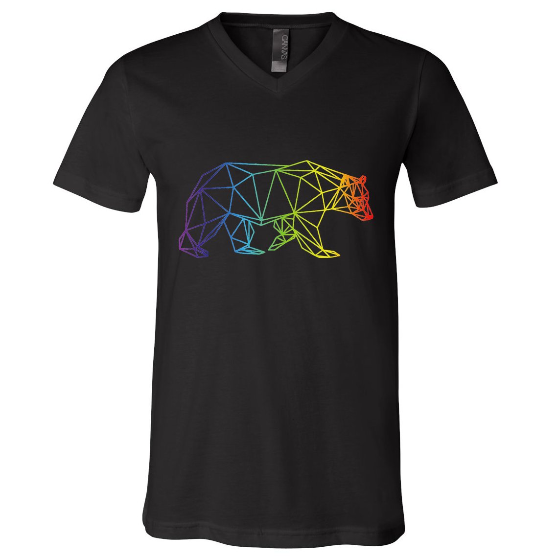 Geometric Bear Lgb Rainbow Flag V-Neck T-Shirt