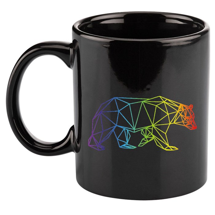 Geometric Bear Lgb Rainbow Flag 11oz C Handle Ceramic Mug
