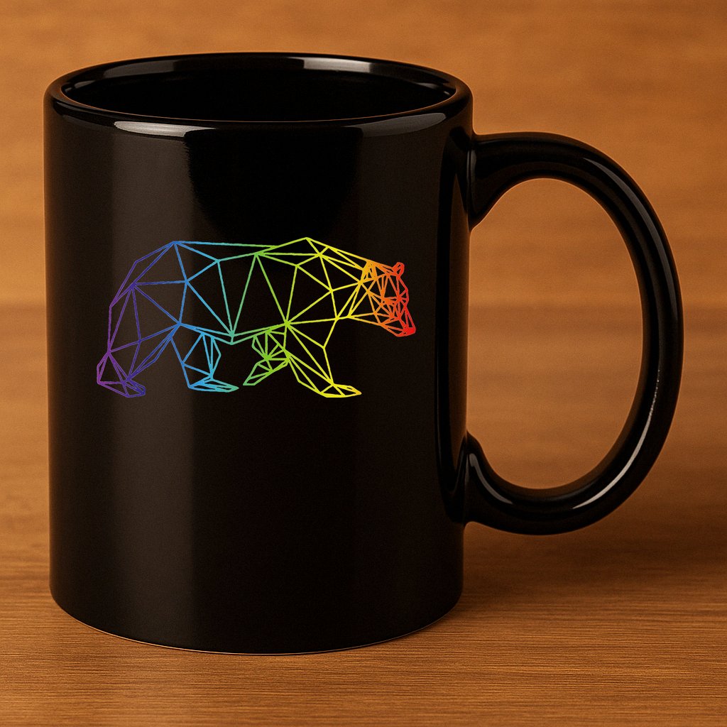 Geometric Bear Lgb Rainbow Flag 11oz C Handle Ceramic Mug