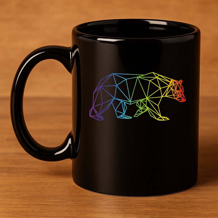 Geometric Bear Lgb Rainbow Flag 11oz C Handle Ceramic Mug