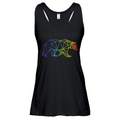 Geometric Bear Lgb Rainbow Flag Ladies Essential Flowy Tank