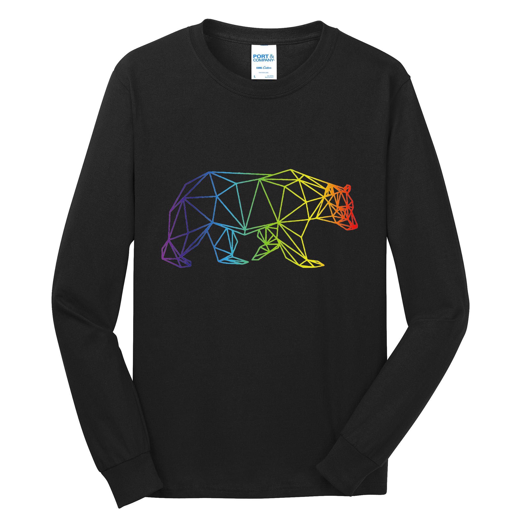Geometric Bear Lgb Rainbow Flag Tall Long Sleeve T-Shirt