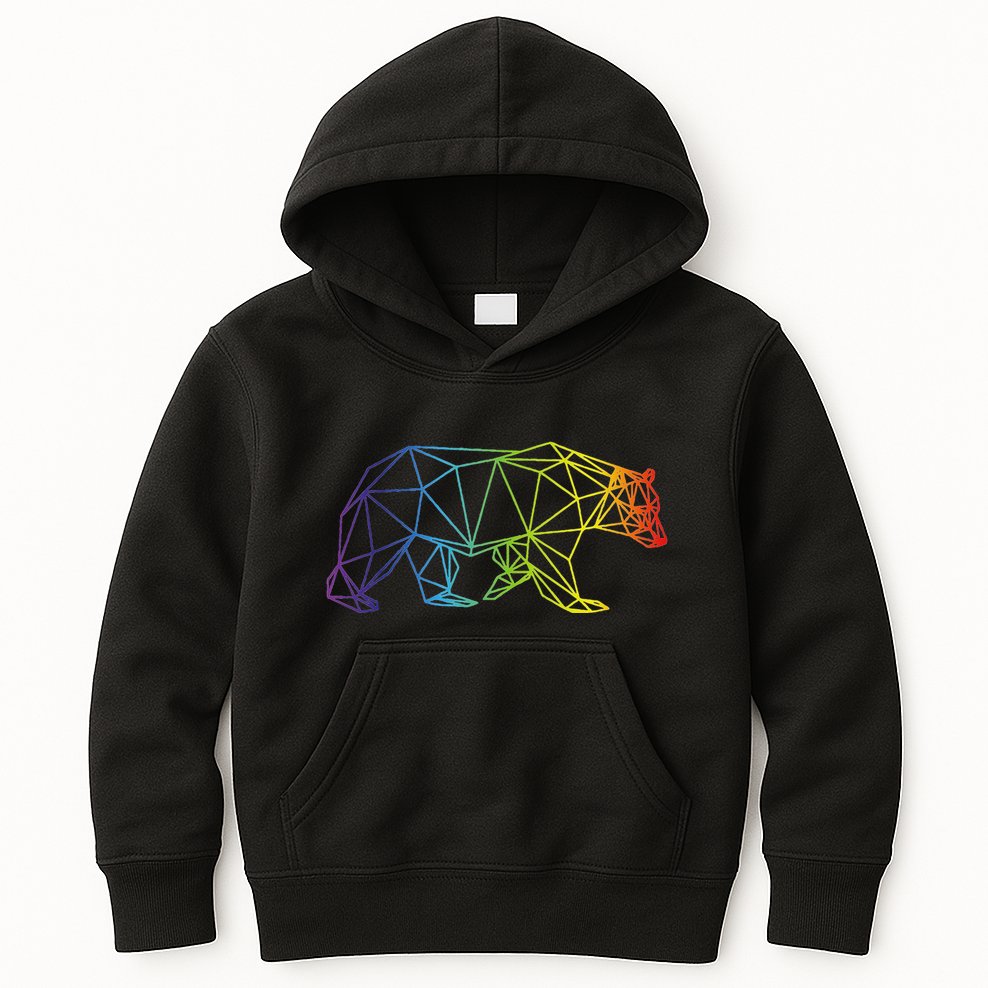 Geometric Bear Lgb Rainbow Flag Kids Hoodie