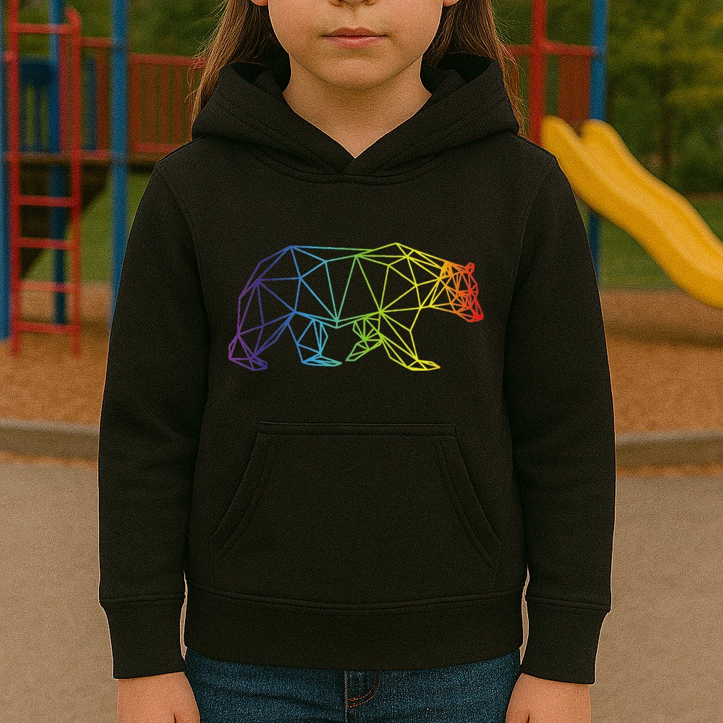 Geometric Bear Lgb Rainbow Flag Kids Hoodie