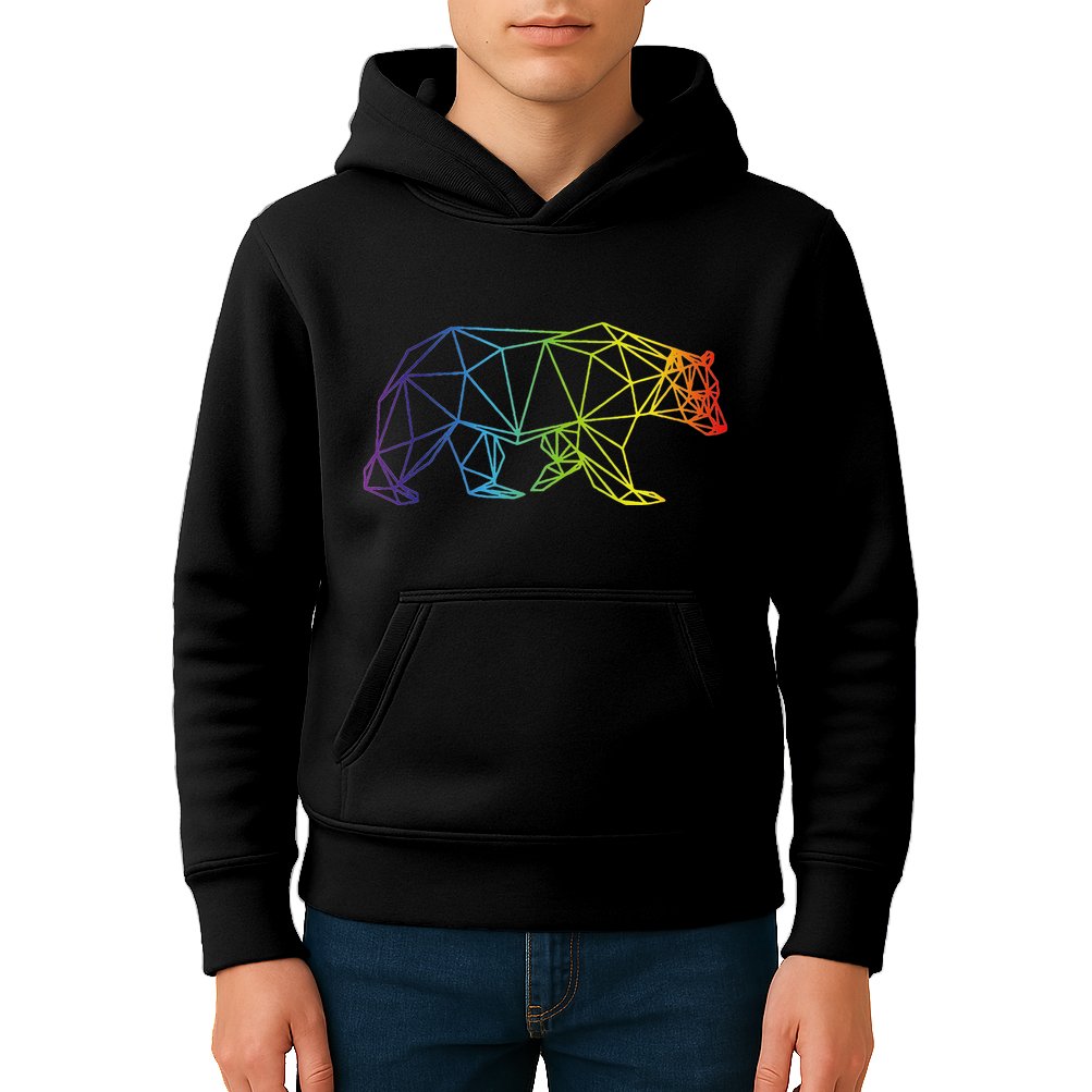 Geometric Bear Lgb Rainbow Flag Kids Hoodie