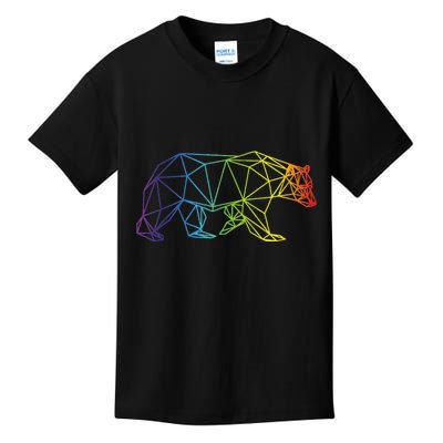 Geometric Bear Lgb Rainbow Flag Kids T-Shirt