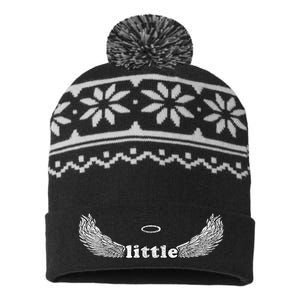 Gbig Big Little Sorority Family Matching Cute Angel Halo USA-Made Snowflake Beanie