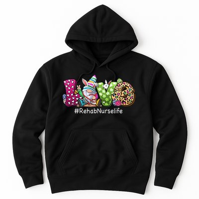 Gnome Bunny Love Rehab Nurse Love Easter Day Hoodie