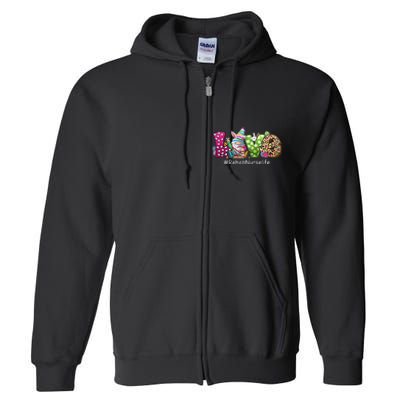 Gnome Bunny Love Rehab Nurse Love Easter Day Full Zip Hoodie