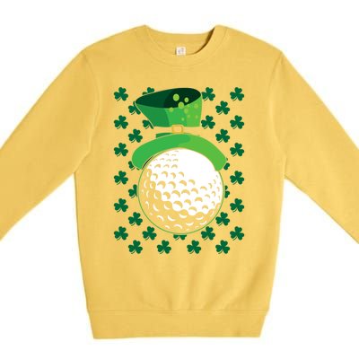 Golf Ball Leprechaun Hat St Patricks Day Sports Lover Cool Gift Premium Crewneck Sweatshirt