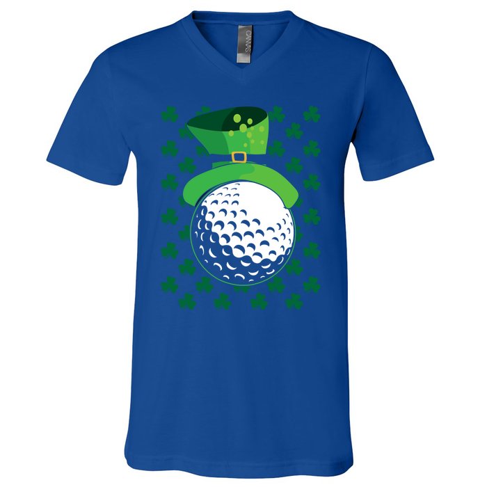 Golf Ball Leprechaun Hat St Patricks Day Sports Lover Cool Gift V-Neck T-Shirt