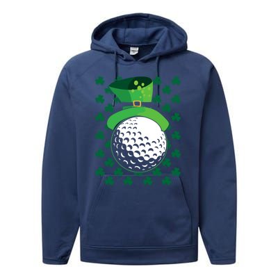 Golf Ball Leprechaun Hat St Patricks Day Sports Lover Cool Gift Performance Fleece Hoodie