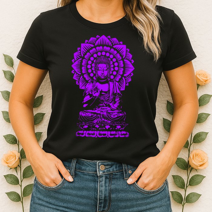 Golden Buddha Lotus Mandala Womens T-Shirt