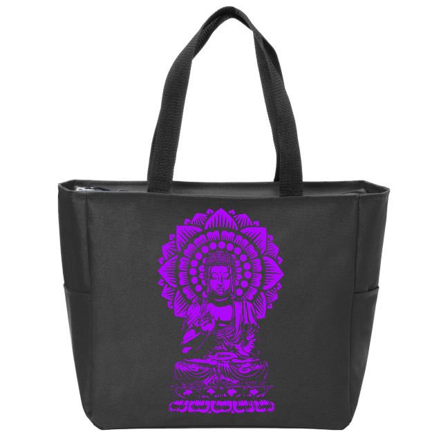 Golden Buddha Lotus Mandala Zip Tote Bag