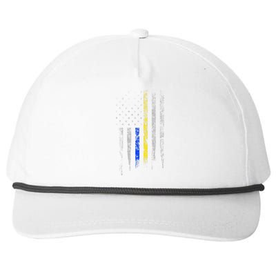 Gold Blue Line 911 Police Dispatcher First Responder Snapback Five-Panel Rope Hat