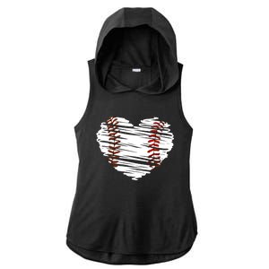 Graphic Baseball Love Heart Baseball Game Meaningful Gift Ladies PosiCharge Tri-Blend Wicking Draft Hoodie Tank