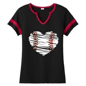 Graphic Baseball Love Heart Baseball Game Meaningful Gift Ladies Halftime Notch Neck Tee