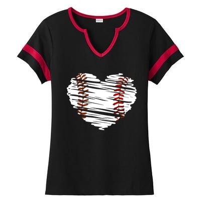 Graphic Baseball Love Heart Baseball Game Meaningful Gift Ladies Halftime Notch Neck Tee