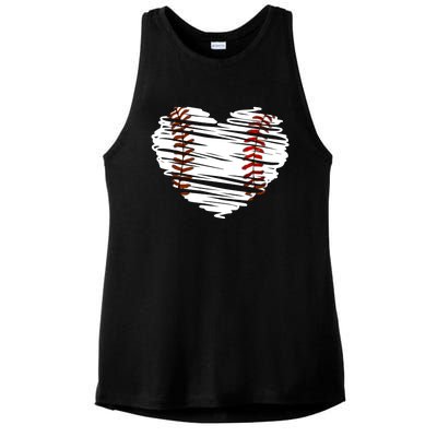 Graphic Baseball Love Heart Baseball Game Meaningful Gift Ladies PosiCharge Tri-Blend Wicking Tank