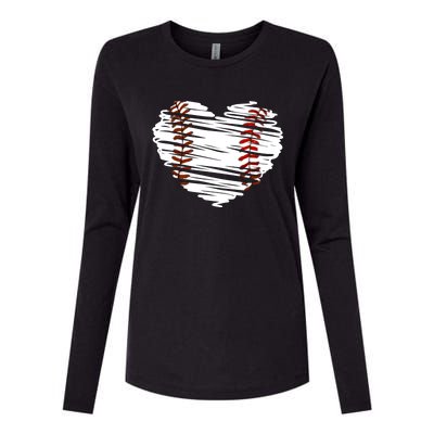 Graphic Baseball Love Heart Baseball Game Meaningful Gift Womens Cotton Relaxed Long Sleeve T-Shirt