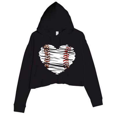 Graphic Baseball Love Heart Baseball Game Meaningful Gift Crop Fleece Hoodie