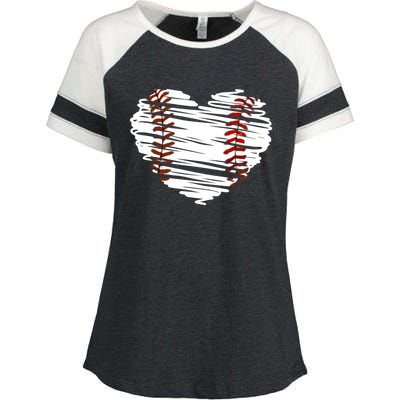 Graphic Baseball Love Heart Baseball Game Meaningful Gift Enza Ladies Jersey Colorblock Tee