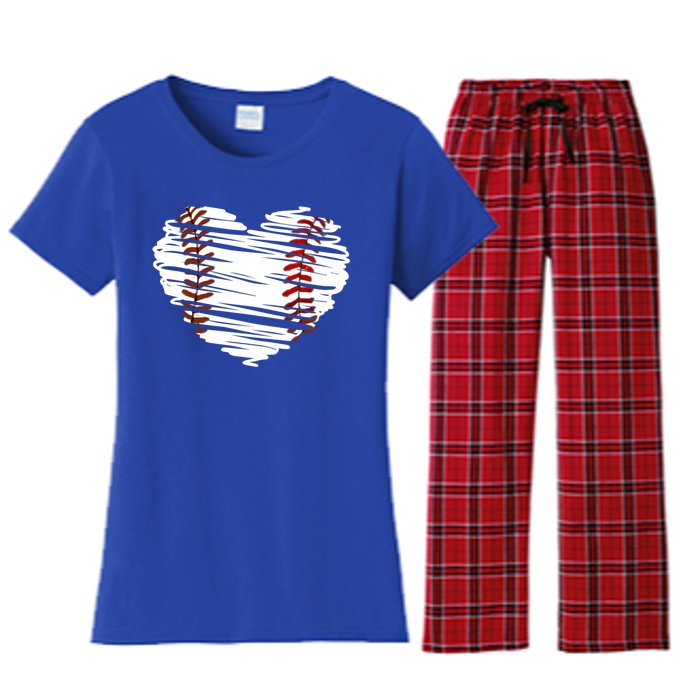 Graphic Baseball Love Heart Baseball Game Meaningful Gift Women's Flannel Pajama Set