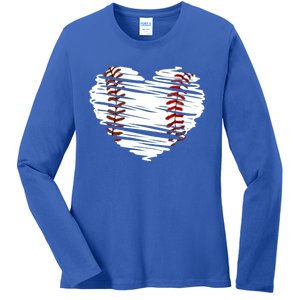 Graphic Baseball Love Heart Baseball Game Meaningful Gift Ladies Long Sleeve Shirt