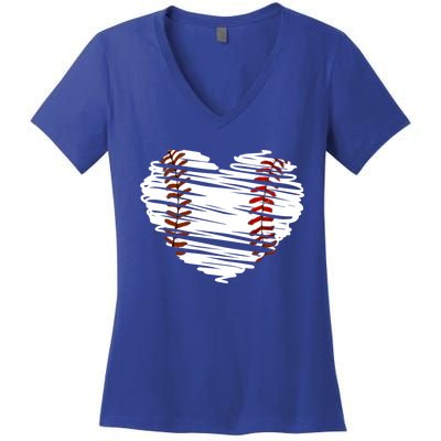 Graphic Baseball Love Heart Baseball Game Meaningful Gift Women's V-Neck T-Shirt