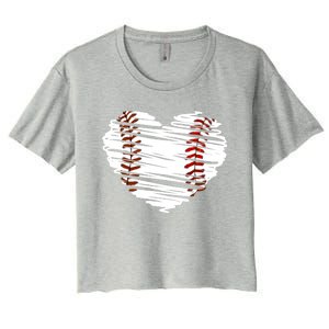 Graphic Baseball Love Heart Baseball Game Meaningful Gift Women's Crop Top Tee