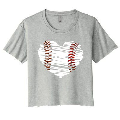 Graphic Baseball Love Heart Baseball Game Meaningful Gift Women's Crop Top Tee