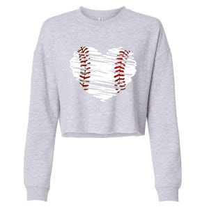 Graphic Baseball Love Heart Baseball Game Meaningful Gift Cropped Pullover Crew