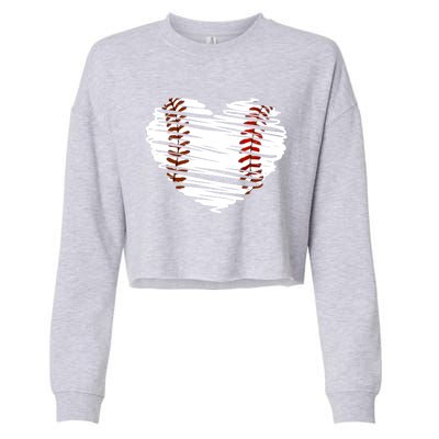 Graphic Baseball Love Heart Baseball Game Meaningful Gift Cropped Pullover Crew