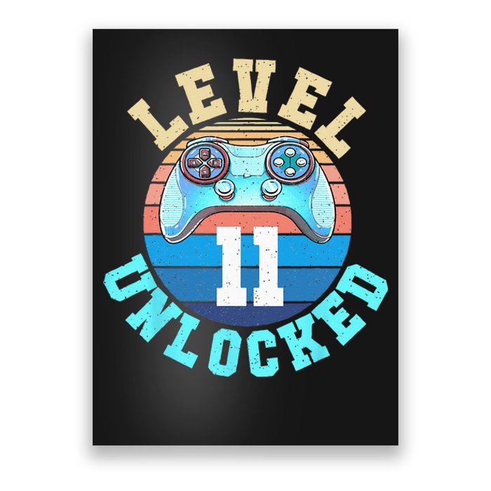 Gamer Boy Level 11 Unlocked Video Game 11th Birthday Poster