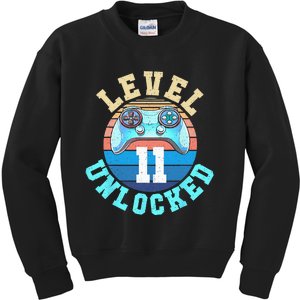 Gamer Boy Level 11 Unlocked Video Game 11th Birthday Kids Sweatshirt