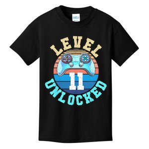 Gamer Boy Level 11 Unlocked Video Game 11th Birthday Kids T-Shirt