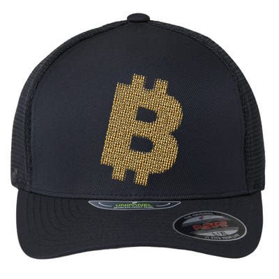 Golden Bitcoin Logo Limited Edition Flexfit Unipanel Trucker Cap