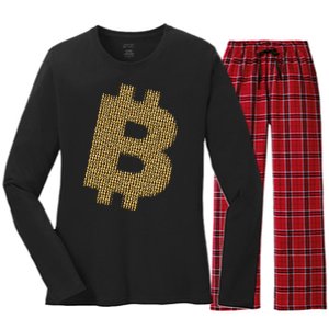 Golden Bitcoin Logo Limited Edition Women's Long Sleeve Flannel Pajama Set 