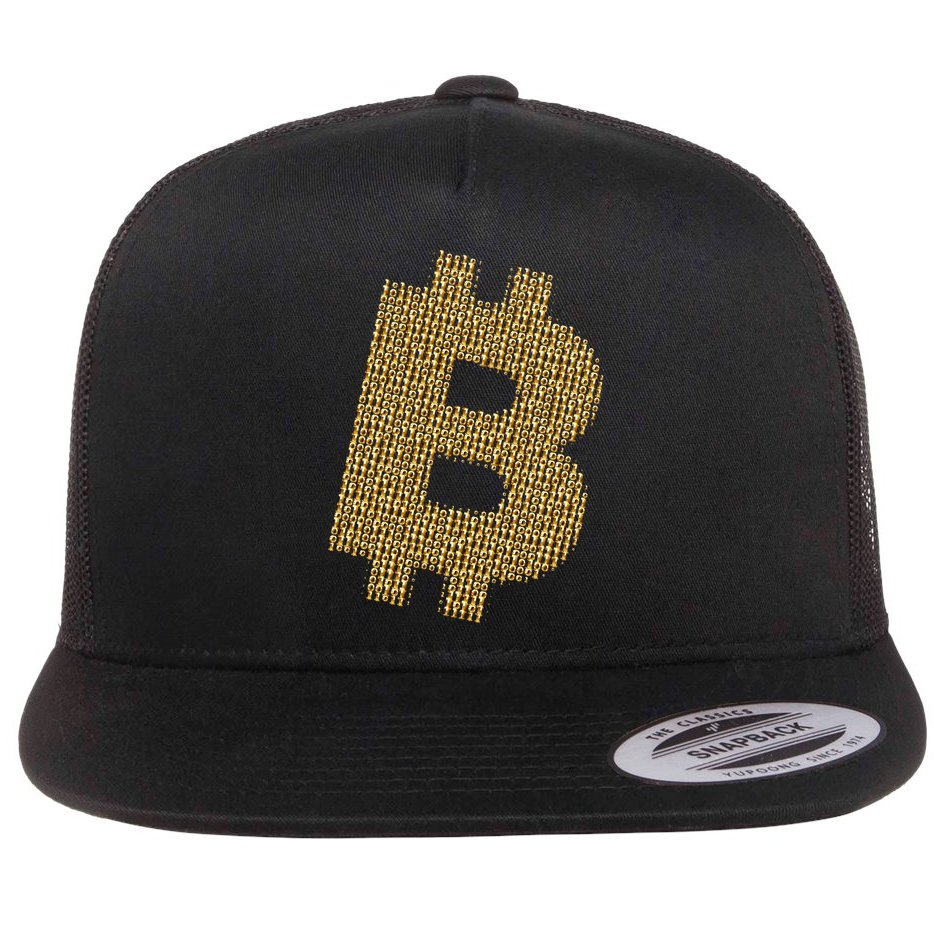 Golden Bitcoin Logo Limited Edition Flat Bill Trucker Hat